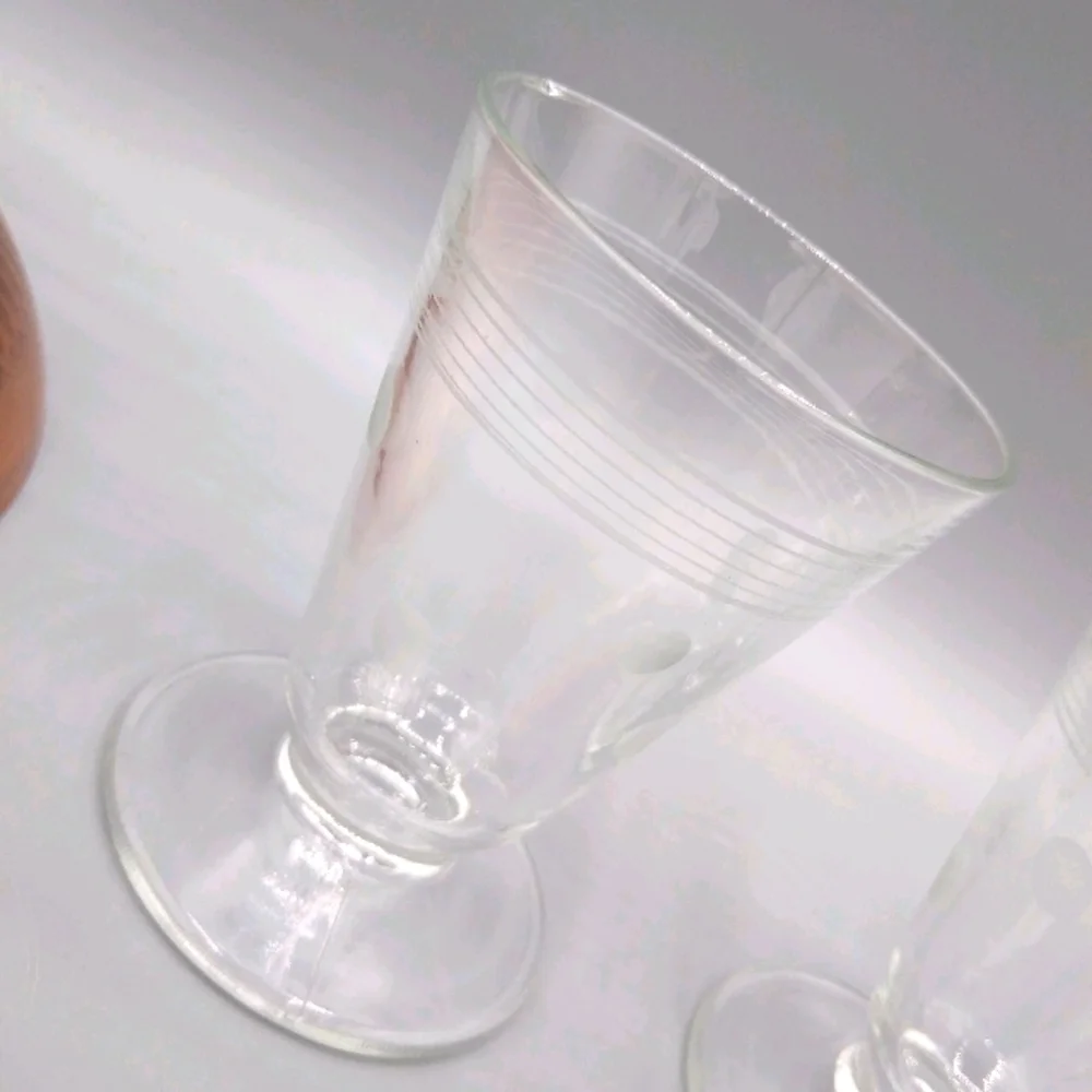 Etched Frosted Polka Dot Footed Stemless Aperitif Sherry Glasses MCM Vin…